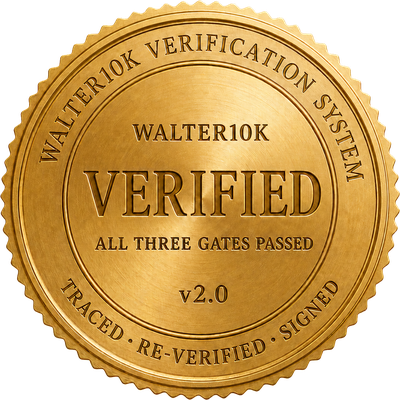 Walter10K Verified — all three gates passed