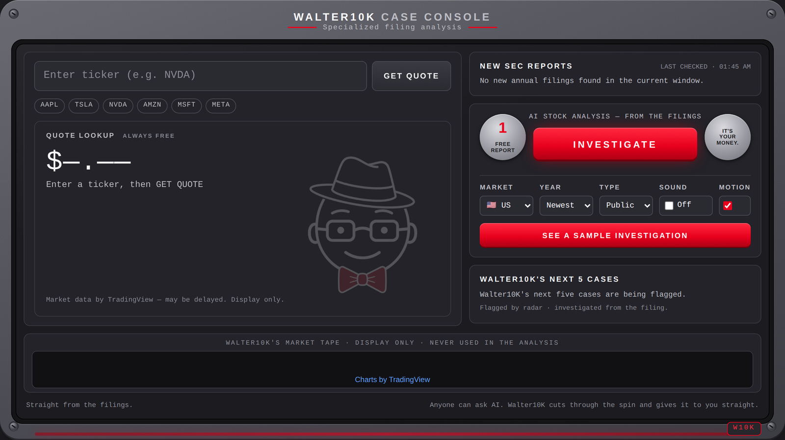 The Walter10K Case Console — my SEC-filing investigation console
